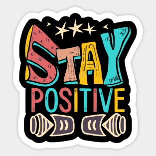 Stay Positive with coffee funky typography design Sticker